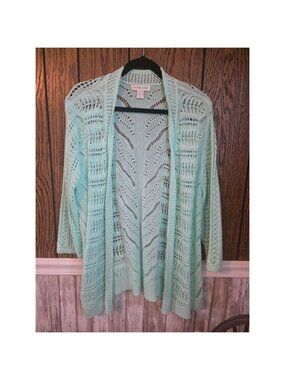 Women's Christopher & Banks Cardigan XL Light Green